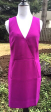 NWT J CREW $148 Bright Plum CREPE CROSSOVER SLEEVELESS  DRESS Sz 8