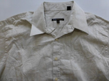 BCBG Maxazria Mens Size 17 34/35 Beige Striped Dress Shirt Great Condition