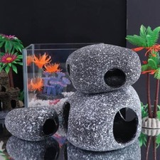 Cichlid Stone Cave Aquarium Fish Tank Pond Ornament Decoration Shrimp Breeding .