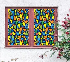 3D Color Block A859 Window Film Print Sticker Cling Stained Glass UV Sinsin