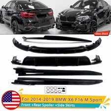 For 2015-19 BMW X6 F16 M Sport Body Kits Front +Rear Spoiler +Side Skirts Gloss