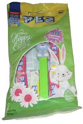 EASTER PEZ DISPENSER  W/ 10 Pez Candy ~European Edition-GREY BUNNY RABBIT
