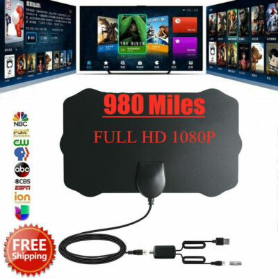 TV Antenna Digital HD 980 Mile Range HDTV Antenna 1080P 4K 16ft Skywire Cable US