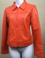 Xoxo Ultra Soft-butter Leather Orange Shortjacket Small Zippered Lined Excellent