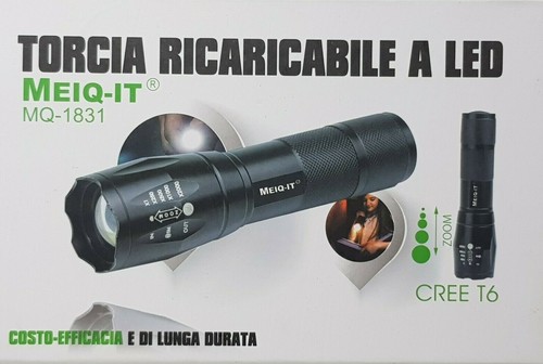 TORCIA LED T6 RICARICABILE USB ZOOM SOS BATTERIA 18650 FARO BICI LUCE FUCILE SOS - Picture 25 of 28
