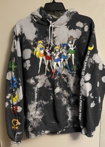 PRIMITIVE X SAILOR MOON Washed Tie Dye Hoodie Sweatshirt Small