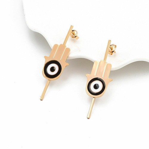 Evil Eye Earrings Studs Gold Hamsa Hand 