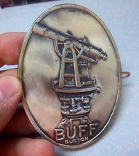 vintage 1930s Heavily Embossed Metal Emblem Sign from a Buff Transit telescope