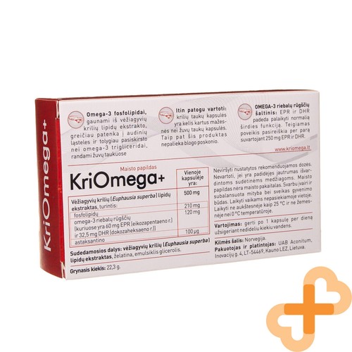 KRIOMEGA+ 30 Capsules Krill Oil Pure Omega-3 Does Not Leave An Unpleasant Taste - Picture 2 of 12