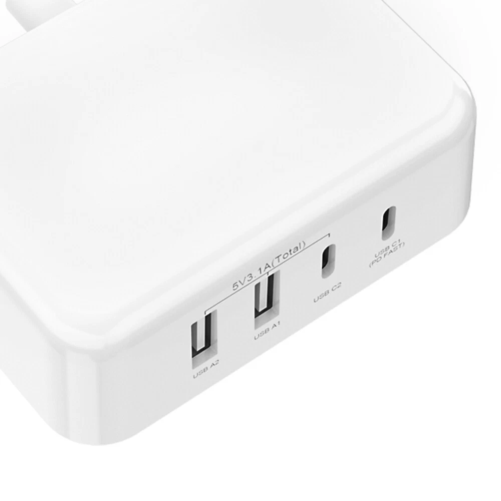 4 Port USB Hub Fast Wall Charger Station Multi-Function Desktop AC Power Adapter