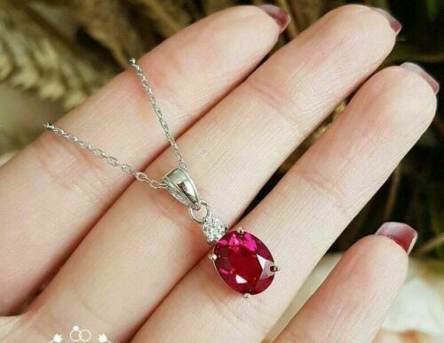 2 Ct Simulate Ruby Solitaire Pendant 