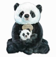 New Russ Berri Yomiko Stuffed Plush Mama Baby Panda Bear Sitting