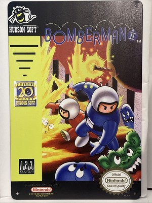 Plaque Métallique Décorative Bomberman 2 Nintendo Vidéos 20x30cm Neuve Scellée