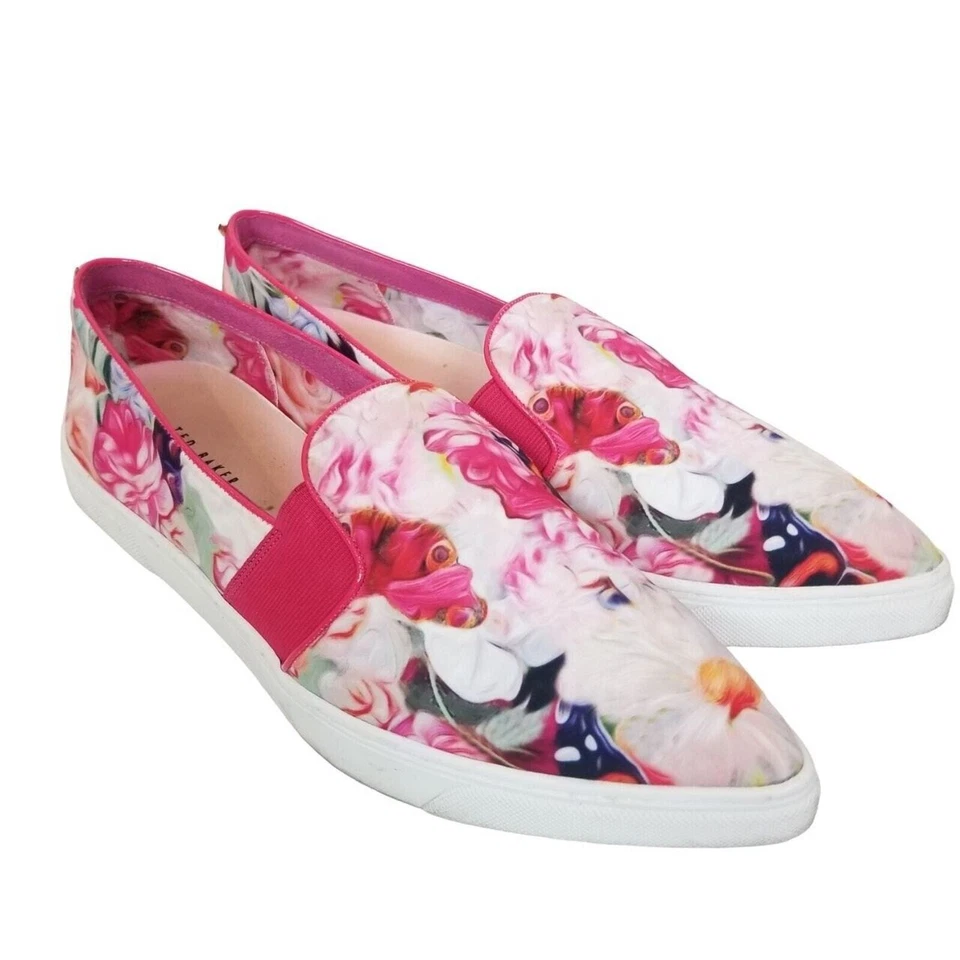 Ted Baker Mujer 39 EU Rosa Floral Tela Punta Thfia Zapatillas Sin Cordones Foto 2 de 4