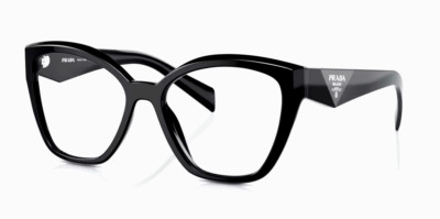 New Prada Reading Glasses VPR 20Z 16K-1O1 54-17 145 Black Cat Eye Frames Readers