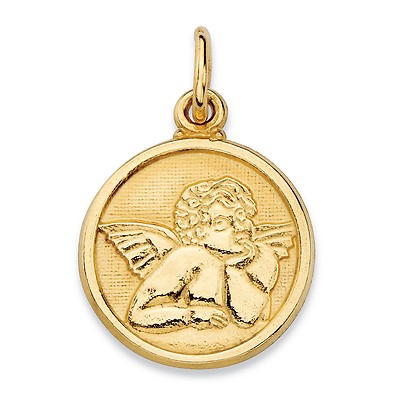 14k yellow gold cherub angel embossed 