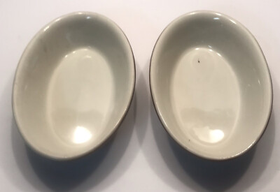 Two Hall brown bowl serving baking #550 stoneware Made in USA