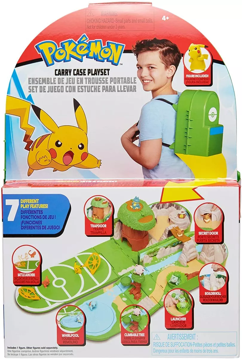 Pokemon Carry Case Playset Portable Backpack Travel Toy 2 Pikachu Figure  New