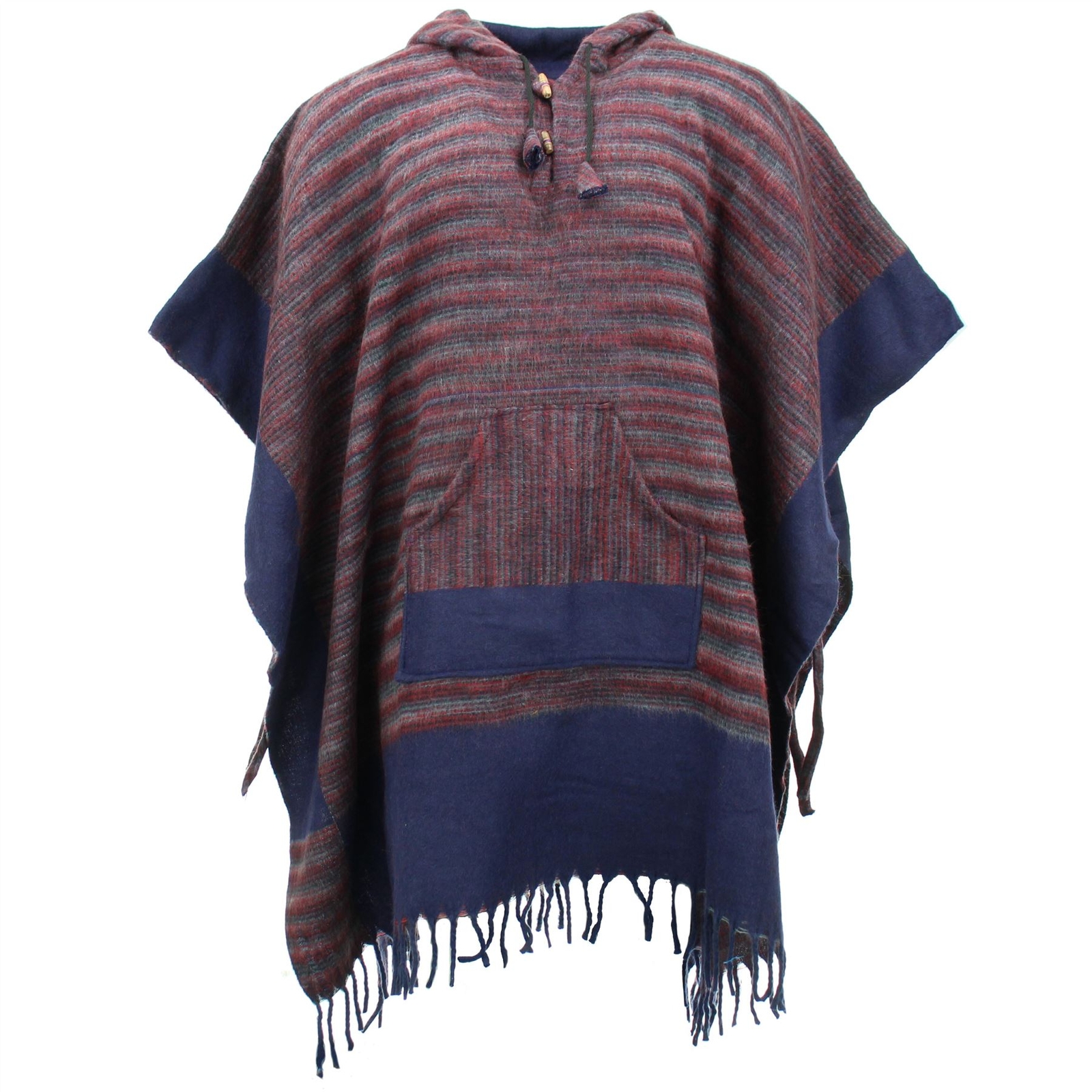 Poncho Tibet Con Capucha De Lana Acrílica Vegana Suave Manta Cálida
