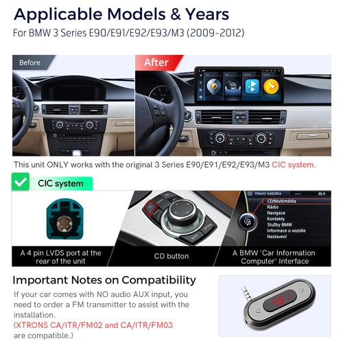 12.3" Android 14 4+64GB Car Stereo GPS Car Play For BMW 3 er E90 E91 E92 E93 CIC - Picture 15 of 23