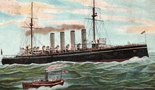 Postcard British Royal Navy HMS Niobe c1904 Lovely Art