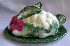 VIETRI ITALY BOTANICAL COLLECTION ANIMALS RABBIT COVERED BUTTER DISH