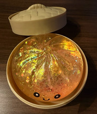 Orange Glitter Gel Squishy Squeeze Ball Stress Reliever Toy 3in