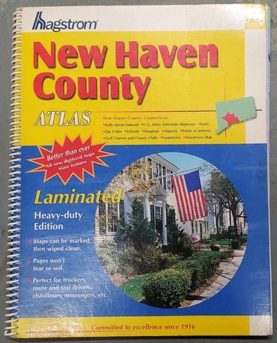 Hagstrom New Haven County Connecticut Street Atlas Spiral Bound Laminated - Picture 1 of 4