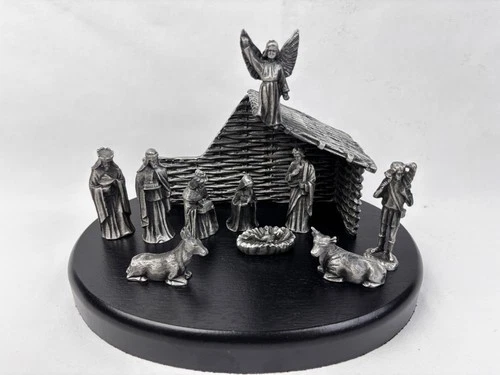 Mullingar Finest Grade Pewter 11 Piece Nativity Set Made In Ireland
