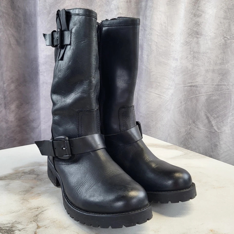 Steve Madden Shevron Biker Boots Women's Size 8 M Black - Image 2 of 4