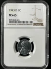 1943-D  1C Lincoln Wheat One Cent  NGC MS65  8671268-065