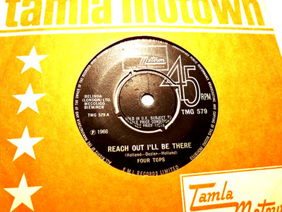 45rpm vinyl record....Four Tops...Reach Out I'll Be There/Until You Love Someone