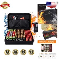 Fireproof Battery Organizer Case - Waterproof, Holds 200 AA AAA C D 9V, UL94...