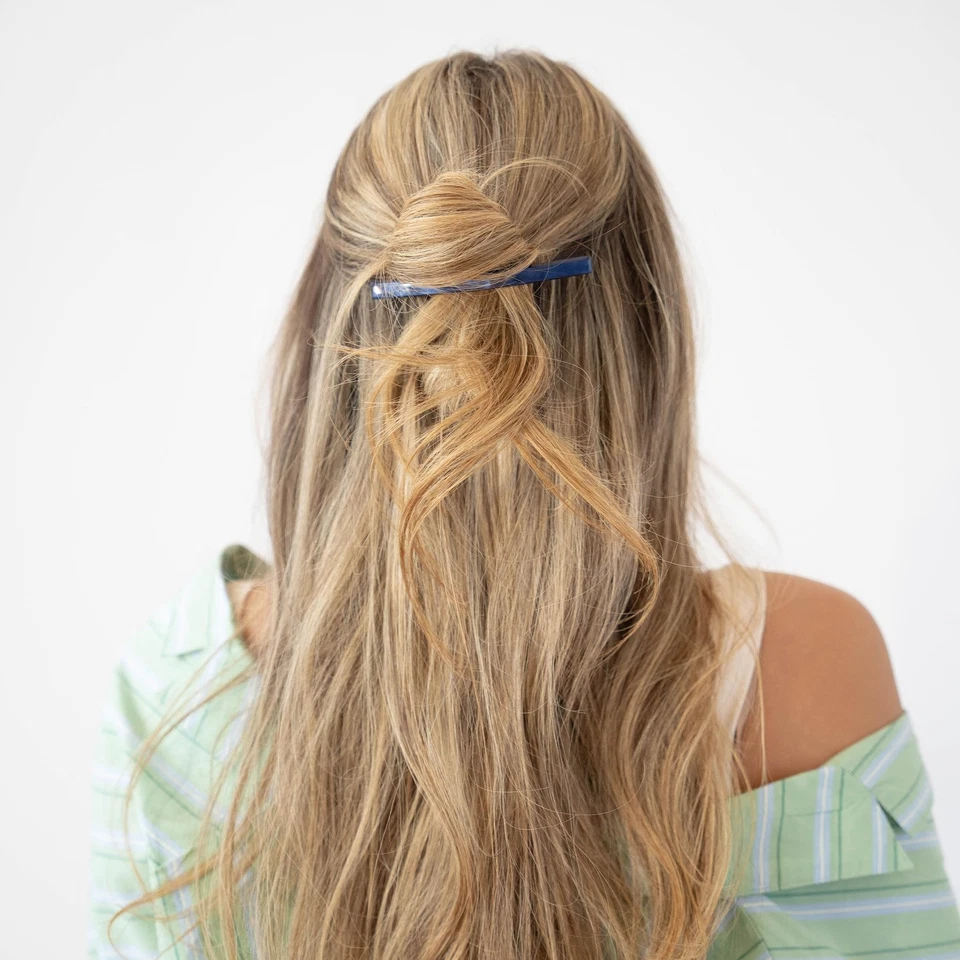 Navy Blue Hair Barrette for Women with Thin Hair, Elegant Long  Skinny French... - Image 3 of 4