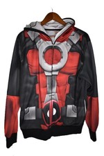 Deadpool Hoodie Mens Medium Marvel Comics Red Full Zip Mask Costume Cosplay