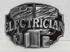 1987 vintage SISKIYOU Belt Buckle ELECTRICIAN Enameled Breaker Box Tools