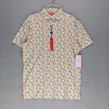 Redvanly Beech Golf Polo Shirt Men's S Tangelo Floral Short Sleeve Stretch NEW
