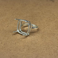 925 Sterling Silver Plated 10x10mm Cushion Cabochon Ring Blank DIY Setting