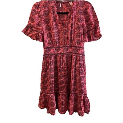 Women s Madison Scotch & Soda terra-cotta dress with brown flowers XS Mint Cond