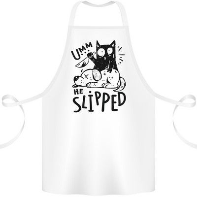 Er Slipped eine Katze Murdering A Dog Lustig Baumwolle Schürze 100% Bio