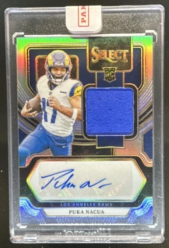2023 Panini Select Puka Nacua Rookie Memorabilia RC Jersey Prizm Auto #/199 Rams