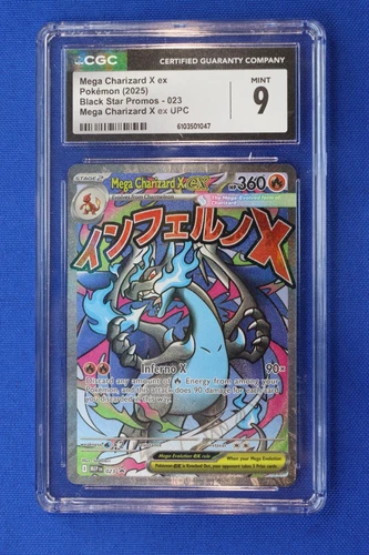 2025 Pokemon MEGA CHARIZARD X ex Card #023 Black Star Promos CGC 9 MINT Graded