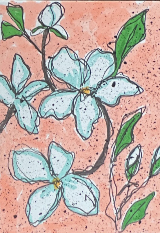 Georgia State Flower Cherokee Rose Original ACEO Art Card