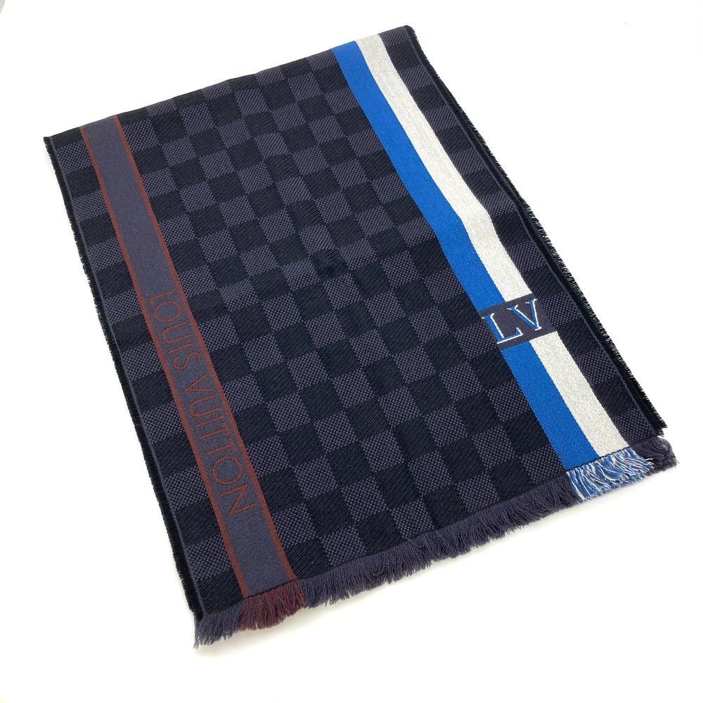 LOUIS VUITTON a thermal scarf Echarpe Messaje Damier Wool 190Cm
