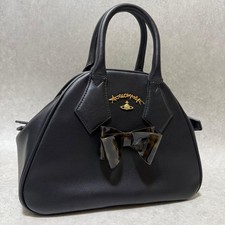 Vivienne Westwood ANGLOMANIA Yasmine Ribbon Leather Tote Bag Black Rare Authent