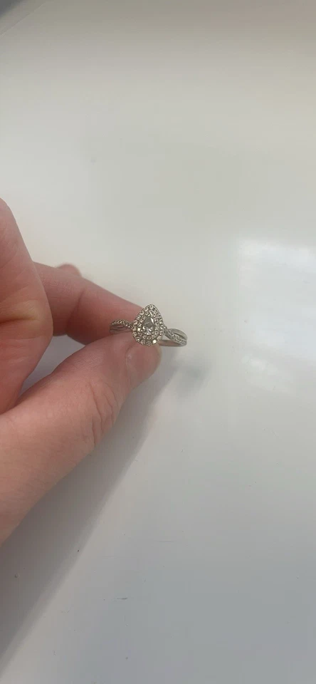 Now + Forever Diamond Engagement Ring1/2 ct tw Pear & Round 14K White Gold - Image 4 of 4