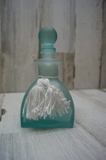 Vintage Glass Light Blue Square Perfume Bottle
