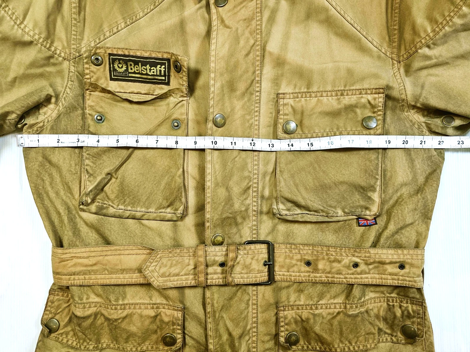 HOT VTG Men BELSTAFF TRAILMASTER BIKER PARKA BELTED KHAKI WAXED Jacket L (Fit M) - product detail image 18