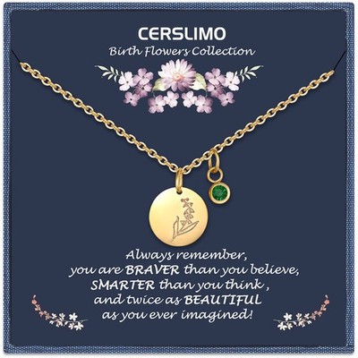 Geburtstagsgeschenke zur Geburt Blume Halsketten, 18K vergoldet zierlich Mai Geburt