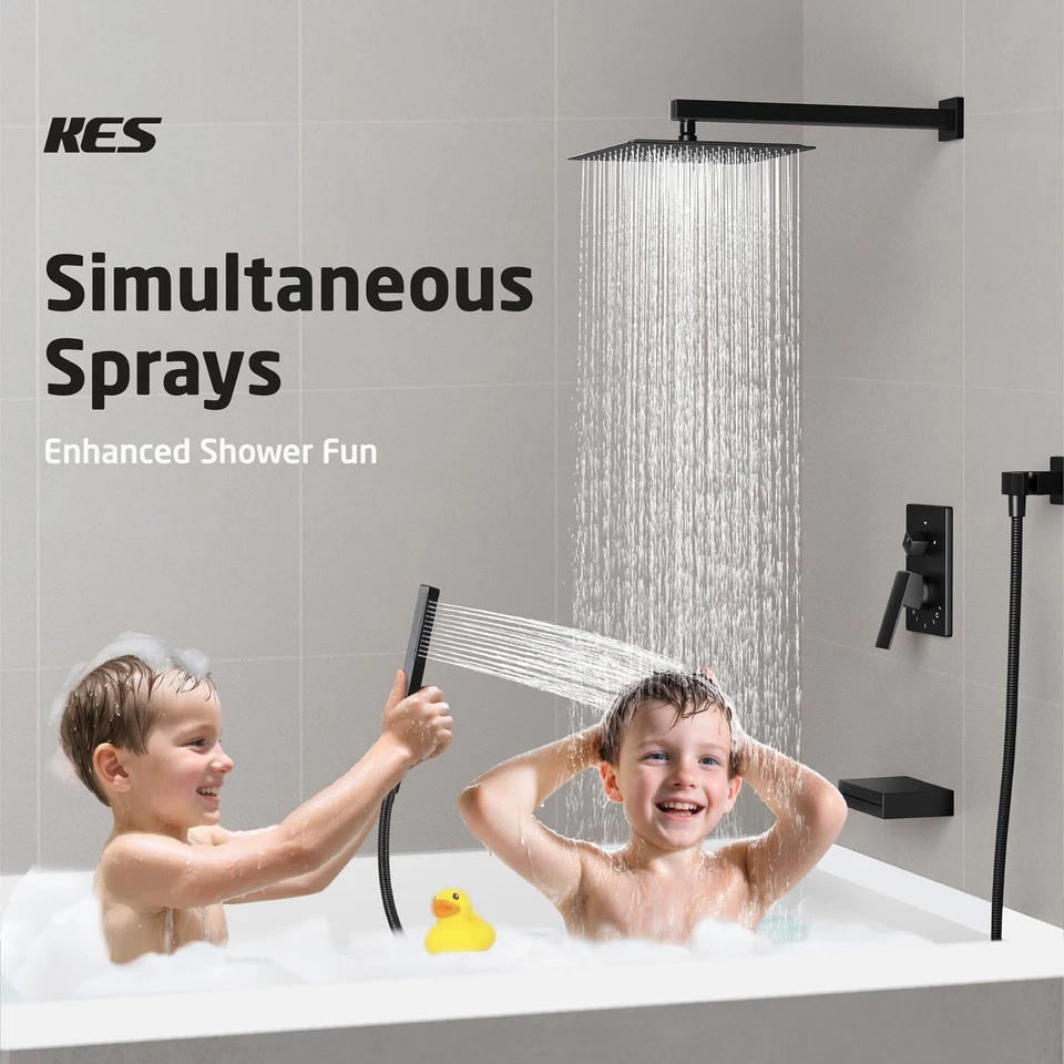 Shower System with Tub Spout, Matte Black Shower Faucet Set Complete 10 Inch ... - Image 2 of 4